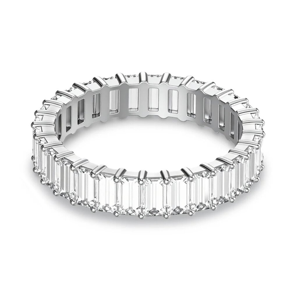 Emerald-Cut Moissanite Eternity Band Ring Size 10